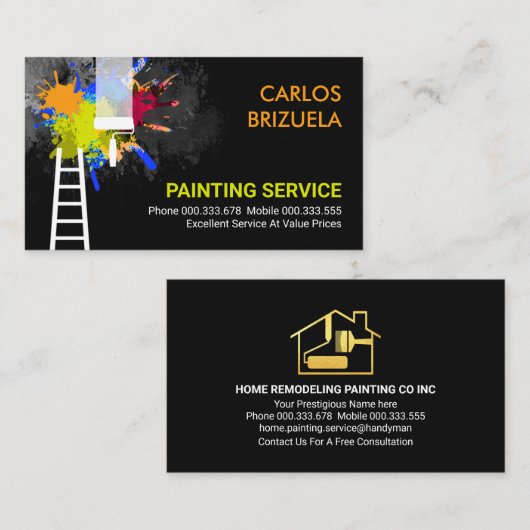 ブラックウォー絵を描ル(ばちゃばちゃ)跳ねるホー絵を描ム 名刺 (正面/裏面)