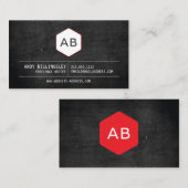 ブラックウシンプルッド上のヴィンテージモノグラムロゴ 名刺 (正面/裏面)