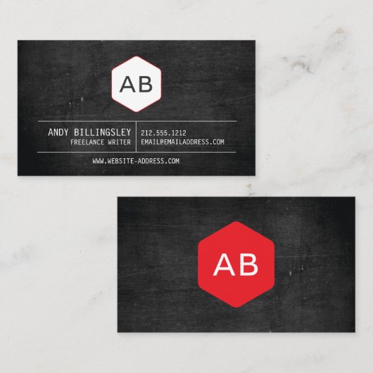 ブラックウシンプルッド上のヴィンテージモノグラムロゴ 名刺 (正面/裏面)