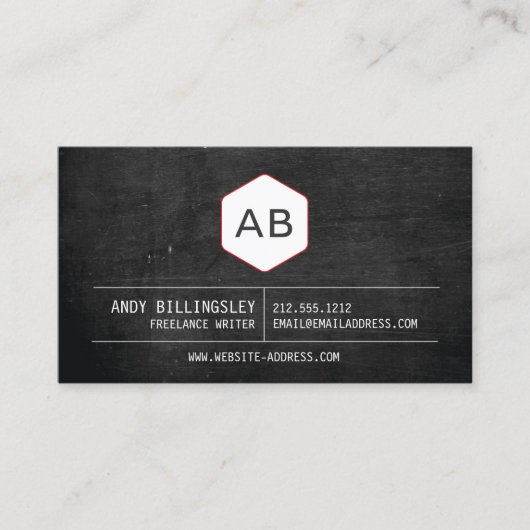 ブラックウシンプルッド上のヴィンテージモノグラムロゴ 名刺 (正面)