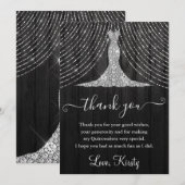 ブラックウッドにシルバーダイヤモンドドレスキンセアニェラ サンキューカード (正面/裏面)