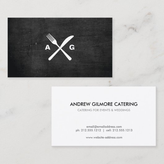 ブラックウッドにフォーク&ナイフロゴモノグラムNo. 2 名刺 (正面/裏面)