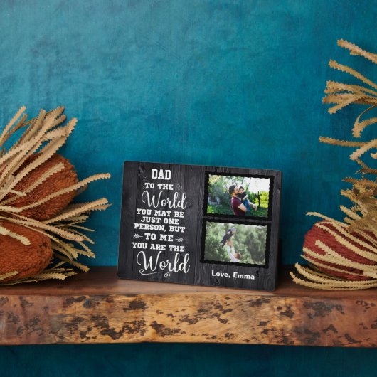 ブラックウッドカスタム写真パパあなたが世界である フォトプラーク (側面)