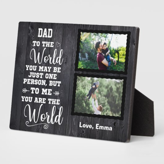 ブラックウッドカスタム写真パパあなたが世界である フォトプラーク (側面)