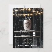 ブラックウッドストリングライツバレルウェディングRSVP 招待状 (正面)