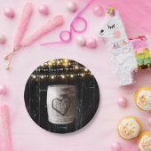 ブラックウッドストリングライト&バ素朴レル結婚ズ ペーパープレート