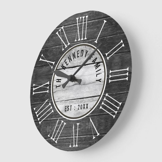 ブラックウッドファミリーネームファームハウスローマ数字   ラージ壁時計 (傾斜)