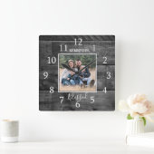 ブラックウッドファミリーネームフォトファーム賛美ハウス スクエア壁時計 (ホーム)