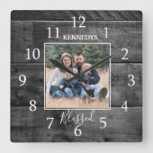 ブラックウッドファミリーネームフォトファーム賛美ハウス スクエア壁時計 (正面)