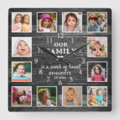 ブラックウッドファミリーネーム引用文ファームハウス12写真 スクエア壁時計 (正面)