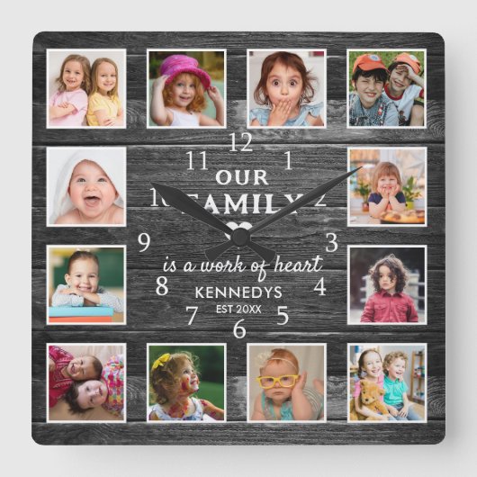 ブラックウッドファミリーネーム引用文ファームハウス12写真 スクエア壁時計 (正面)