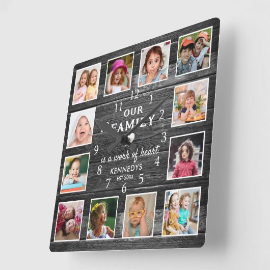 ブラックウッドファミリーネーム引用文ファームハウス12写真 スクエア壁時計 (傾斜)