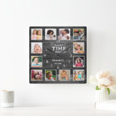 ブラックウッドファームハウスファミリータイム引用文12写真 スクエア壁時計 (ホーム)