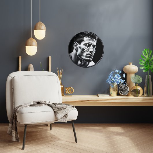 ブラックウッドフレーム付きラグビープレーヤー壁時計 壁時計