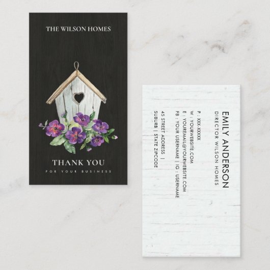 ブラックウッドフローラバードハウスサンキュー不動産仲介業者 名刺 (正面/裏面)