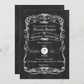 ブラックウッドホワイトヴィンテージブライダルシャワー招待 招待状 (正面/裏面)