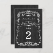 ブラックウッドヴィンテージウェディングテーブルナンバーカード 招待状 (正面/裏面)