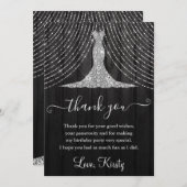 ブラックウッド誕生日パーティーにシルバーダイヤモンドドレス サンキューカード (正面/裏面)