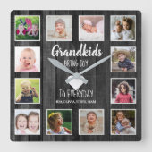 ブラックウッド12フォトコラージグランキッズ引用文 スクエア壁時計 (正面)