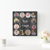 ブラックウッド12フォトフレームファミリータイム引用文 スクエア壁時計 (ホーム)