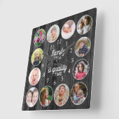 ブラックウッド12フォトフレームファミリータイム引用文 スクエア壁時計 (傾斜)