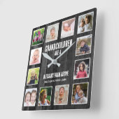 ブラックウッド12写真コラージュ孫引用文 スクエア壁時計 (傾斜)