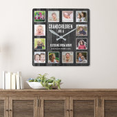 ブラックウッド12写真コラージュ孫引用文 スクエア壁時計