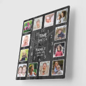 ブラックウッド12写真テンプレートタイムファミリー引用文 スクエア壁時計 (傾斜)