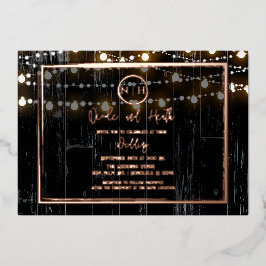 ブラックウッド&ストリングラエレガントイ素朴ト結婚ズ 箔招待状