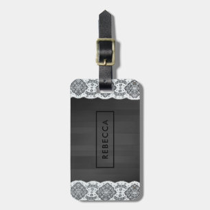 ブラックウッド&ホワイトヴィンテージレースモノグラム ラゲッジタグ