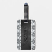 ブラックウッド&ホワイトヴィンテージレースモノグラム ラゲッジタグ (裏面縦)