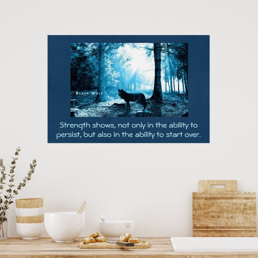 ブラックウルフと強さの引用文 ポスター (キッチン)