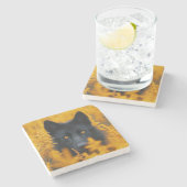 ブラックウルフドドイツシェパード ストーンコースター (横)