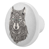 ブラックウルフヘッド抽象芸術イラストレーション セラミックノブ (右)