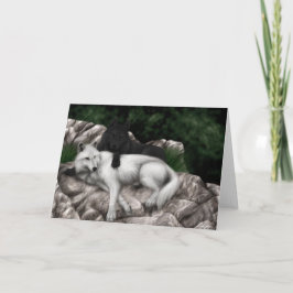 ブラックウルフ、ホワイトウルフグリーティングカード カード