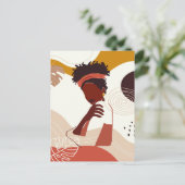 ブラックウーマンイラストレーションアートポートレートプリント ポストカード (スタンド正面)