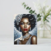 ブラックウーマンインシルバーグラマーポートレート ポストカード (スタンド正面)