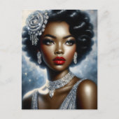 ブラックウーマンインシルバーグラマーポートレート ポストカード (正面)
