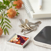 ブラックウーマンインフローラガーデンすべての行事デザイン キーホルダー (側面)