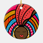ブラックウーマンカラフルターバンオレンジオーナメント セラミックオーナメント (裏面)