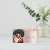 ブラックウーマンヘアドレッサーバラ金ゴールドグリッタードリップ 名刺 (スタンド正面)