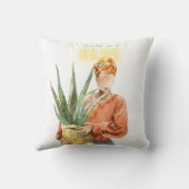 ブラックウーマンボタニカルウォーターカラーハウスプラントラバー クッション (裏面)