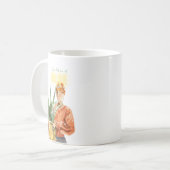 ブラックウーマンボタニカルウォーターカラーハウスプラントラバー コーヒーマグカップ (正面左)