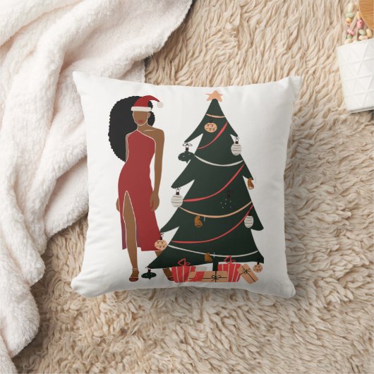 ブラックウーマンレオ〔占星術の〕十二宮図クリスマス クッション (ブランケット)