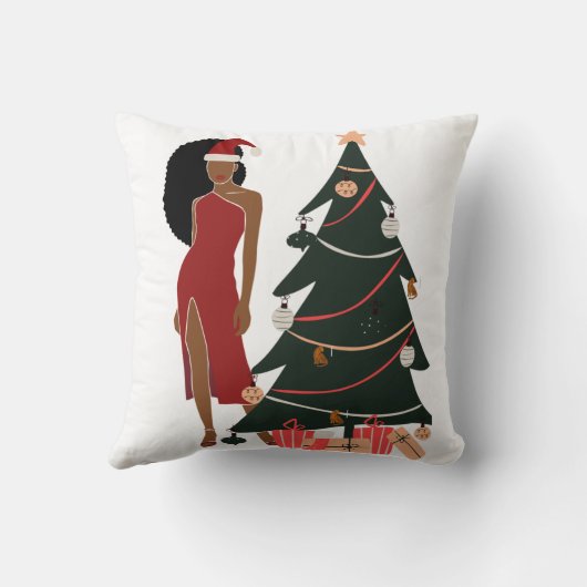 ブラックウーマンレオ〔占星術の〕十二宮図クリスマス クッション (裏面)