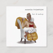 ブラックウーマン美しいファッション スクエア名刺 (正面)