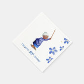 ブラックウーマン80誕生日水彩フローラ スタンダードカクテルナプキン (角)