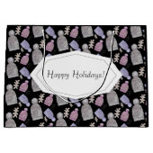 ブラックウールニット帽子ウォーターカラーハンド絵を描 ラージペーパーバッグ (正面)