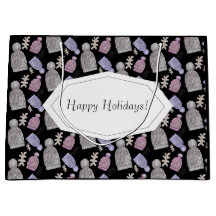 ブラックウールニット帽子ウォーターカラーハンド絵を描