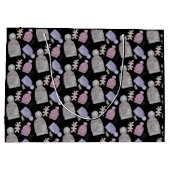 ブラックウールニット帽子ウォーターカラーハンド絵を描 ラージペーパーバッグ (裏面)